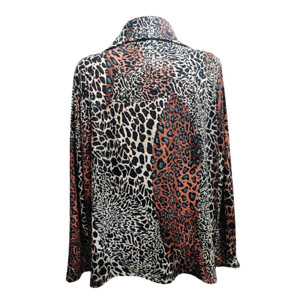 Vintage Simonton Says XL Y2K Glossy Textured Animal Print Statement Jacket Glam - Picture 3 of 12